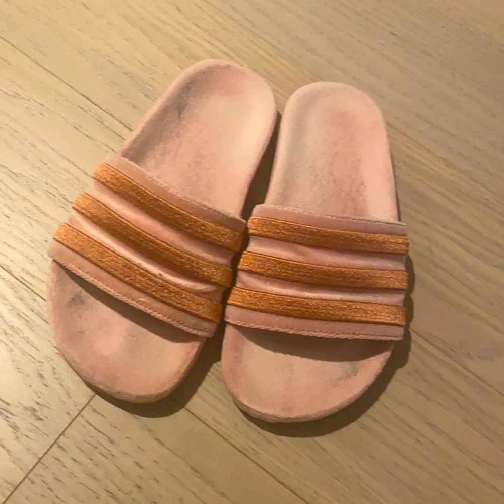 Adidas Pink Velvet Slides
